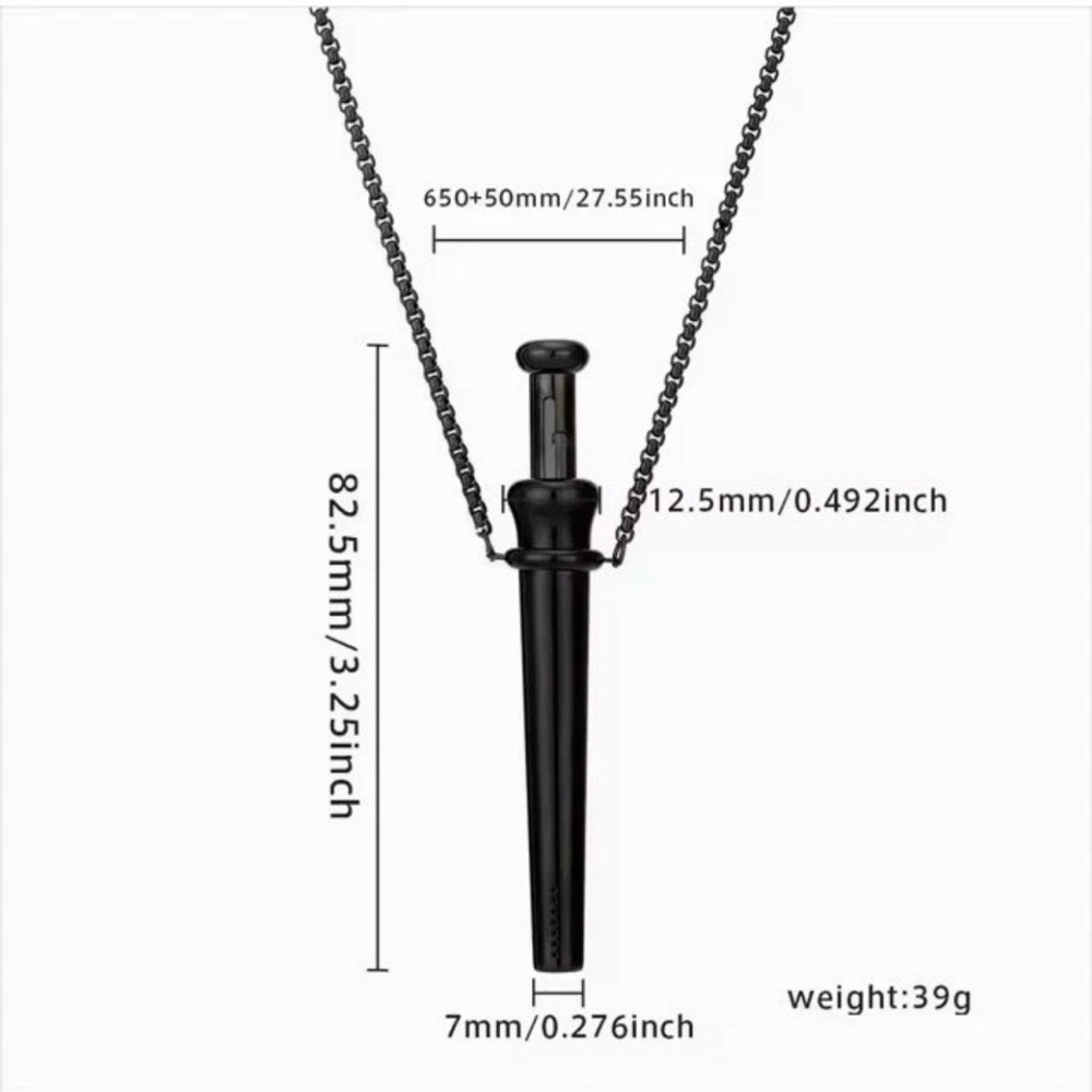 Incognito Large Bump Straw Pendant Necklace Snuff Tool Jewelry SNOGO Clone black - Picture 2 of 2
